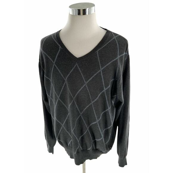 Izod Sweater Men's Size Extra Large Crew Neck Gray Knit 100% Cotton Casual Tops - Picture 6 of 6